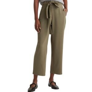 NWOT Quince Women’s Stretch Crepe Paperbag Pant Belted Olive Green Size 4 474221